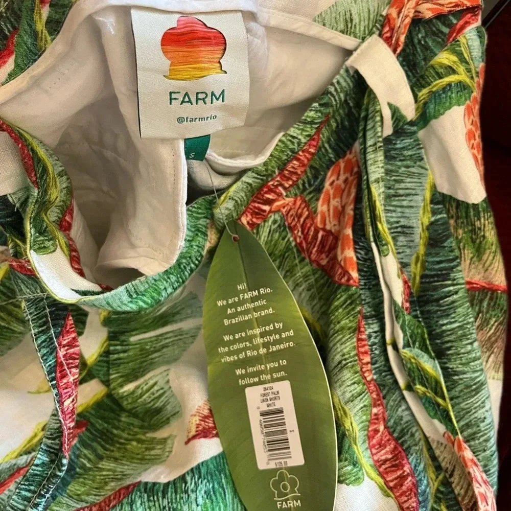 Farm Rio Forest Palm Linen Shorts - Picture 4 of 6